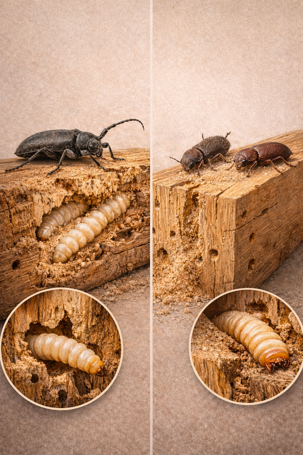 Capricornes et vrillettes